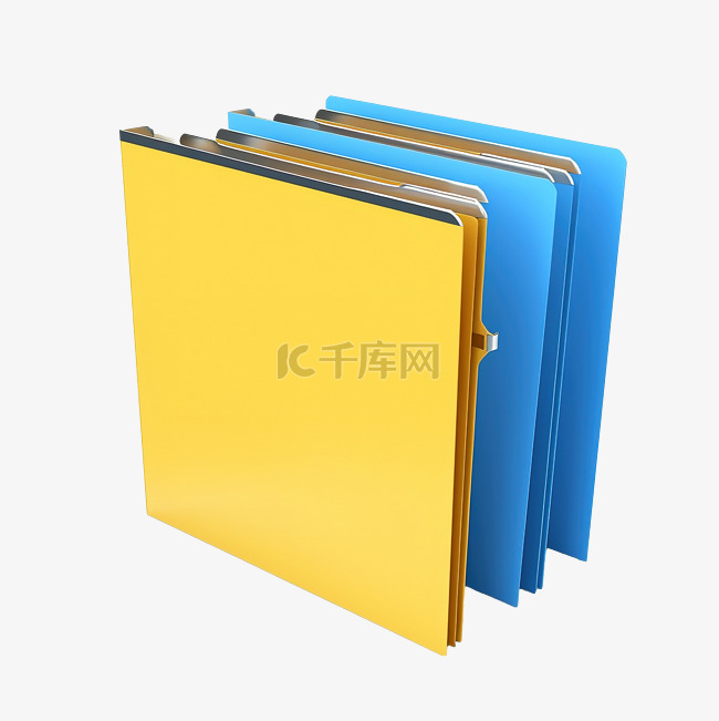 黄色和蓝色存档文件夹 3d 渲染