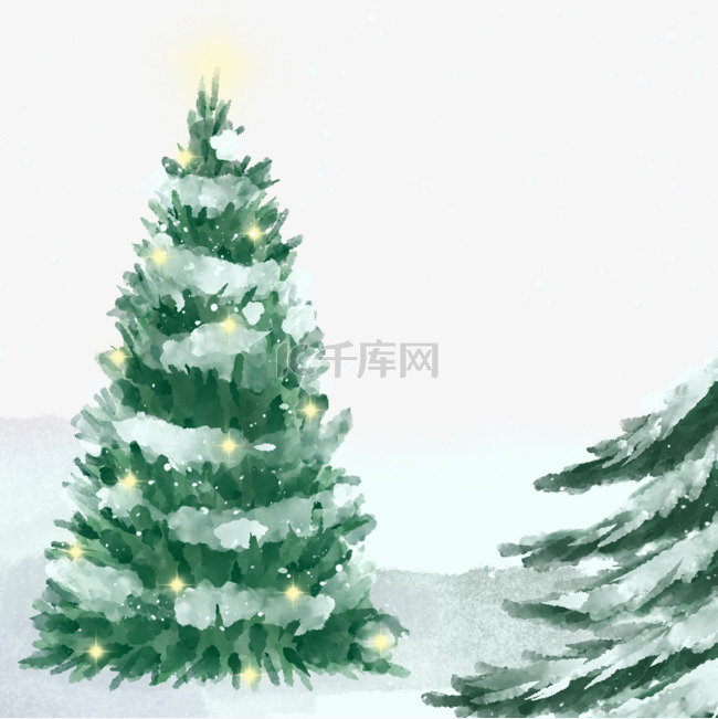 冬季雪花松树雪景