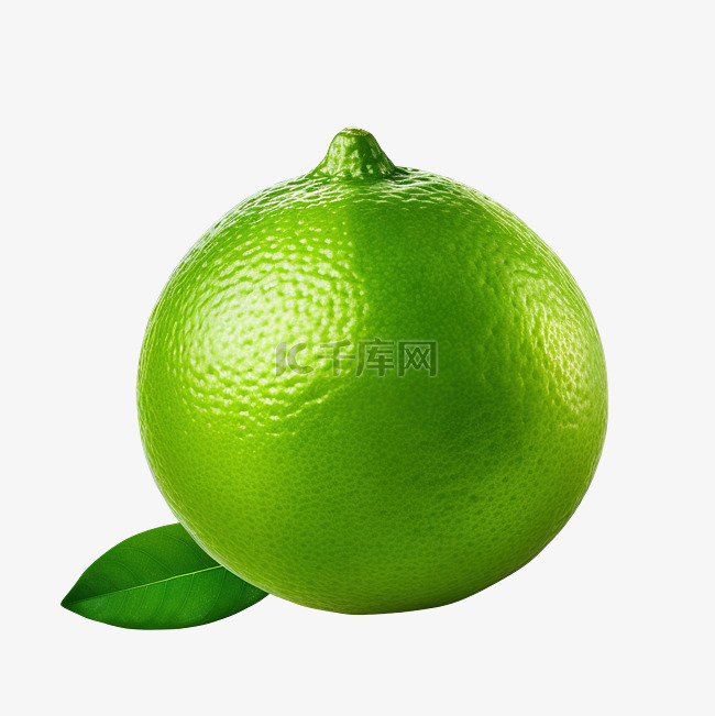 单个完整的绿色柠檬，以 png