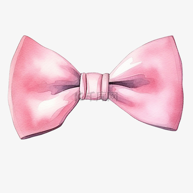 水彩粉色领结