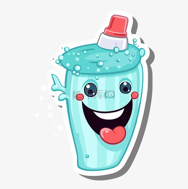 牙膏瓶的卡通漱口水泡沫人物设计