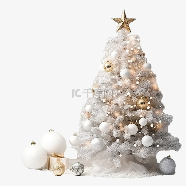 圣诞树与模糊的美丽圣诞装饰