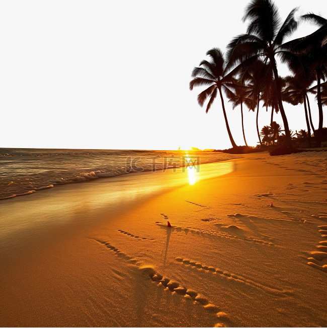 夏威夷日落海滩的沙子上写着圣诞