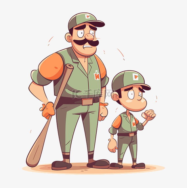 棒球爸爸剪贴画一个成人和他的孩