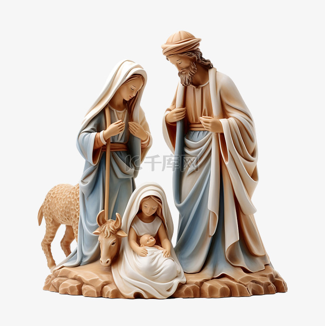 耶稣诞生场景，有约瑟夫母亲玛丽