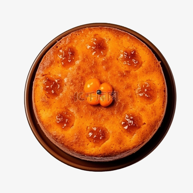 新鲜出炉的自制蛋糕配杏酱