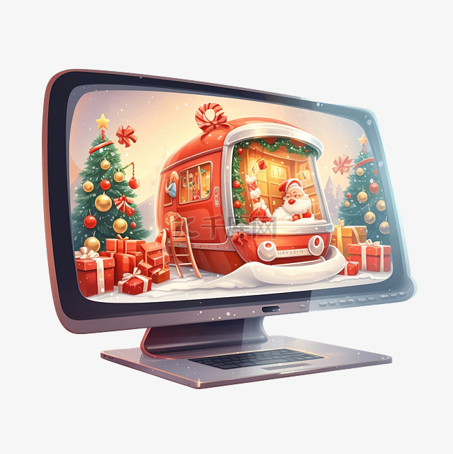 机载屏幕上的圣诞问候插图概念
