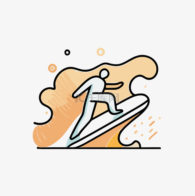 人正在冲浪板上冲浪的线图 向量