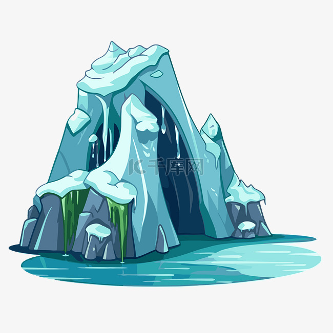 冰山剪贴画卡通冰山与水附近有一