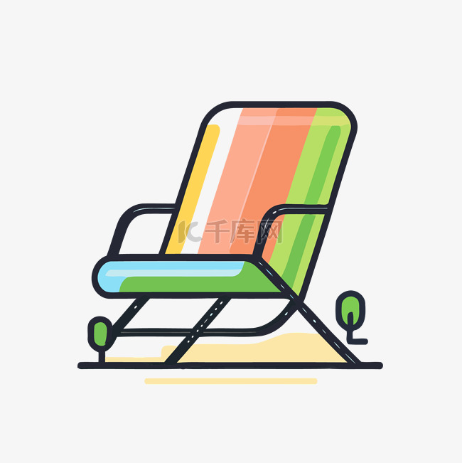 线性风格的沙滩椅插图 向量