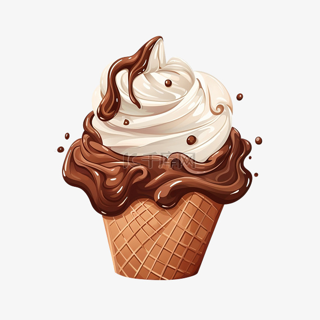 巧克力冰淇淋插畫
