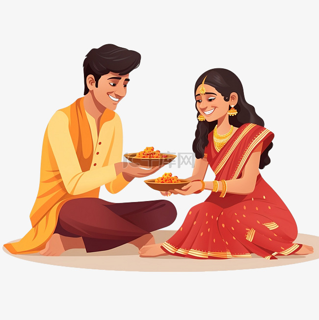 bhai dooj 年轻的 印度 夫妇