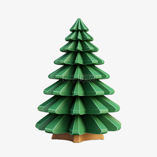 3d 渲染风格化的圣诞装饰枞树