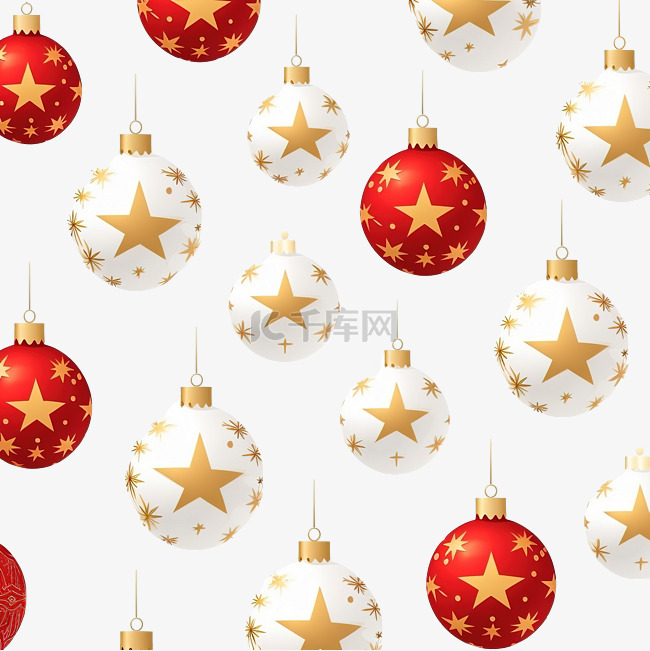 新年装饰的圣诞无缝图案圣诞树球