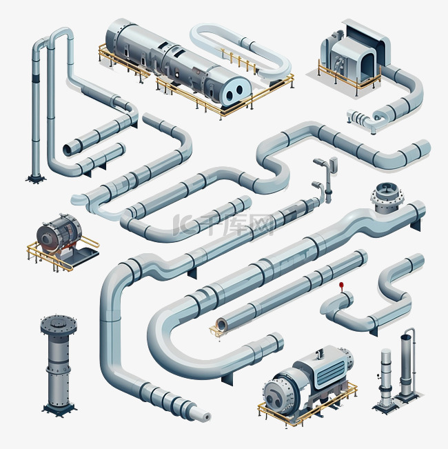 等距大型工业管道3D通用风景收