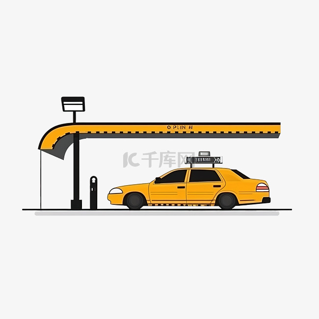 最小风格的出租车站插图