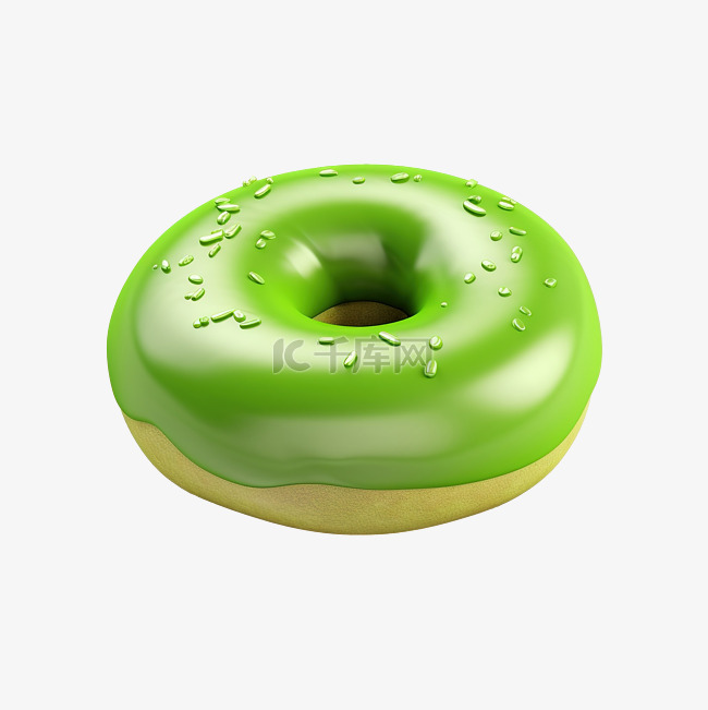 抹茶甜甜圈 3d 插图