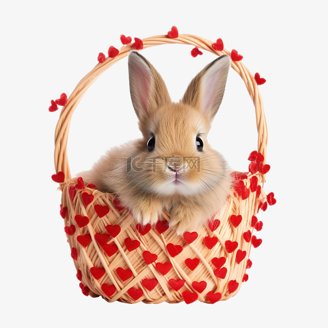 心形篮子里的兔子
