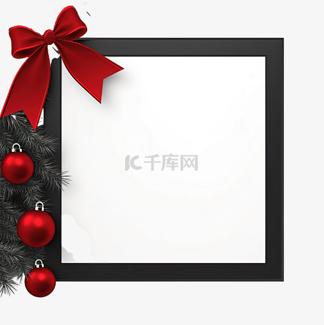 空白黑色圣诞纸框，用于红色图片