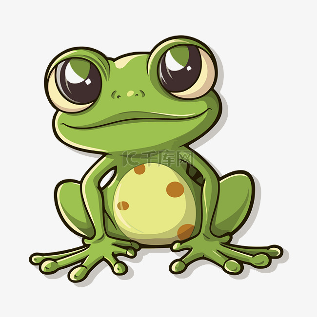可爱的大眼睛绿青蛙角色 向量