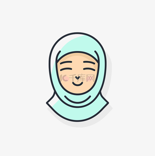 可爱的穆斯林脸平面插画 向量