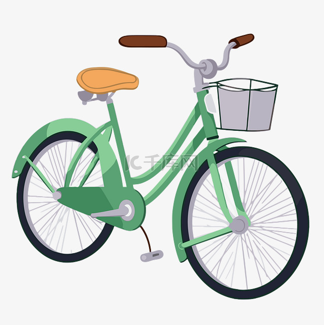 自行车剪贴画绿色自行车显示在白