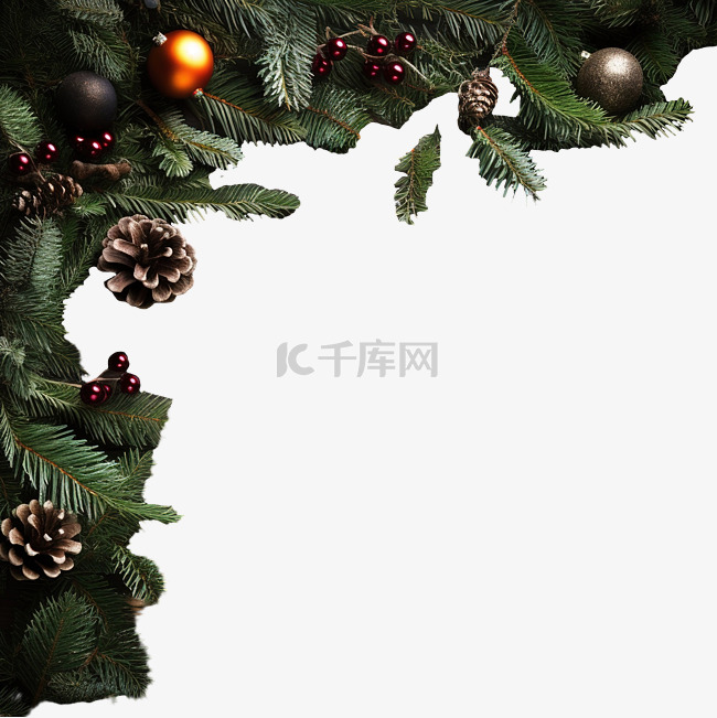 深色木板上装饰的圣诞枞树