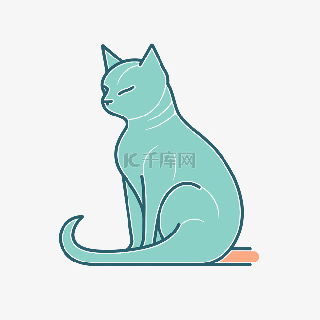 猫标志插图图标颜色矢量，用于猫