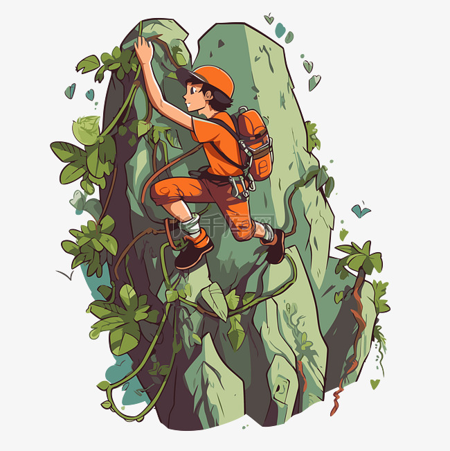 攀登者剪贴画攀登岩石 向量