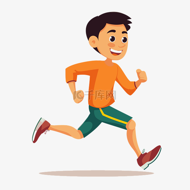 慢跑剪贴画卡通小男孩在健身跑步
