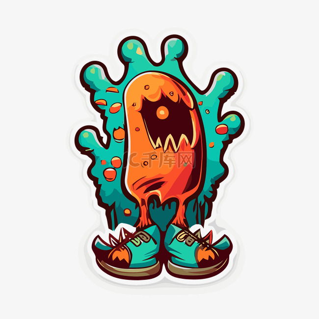 一个橙色怪物与鞋子剪贴画的插图