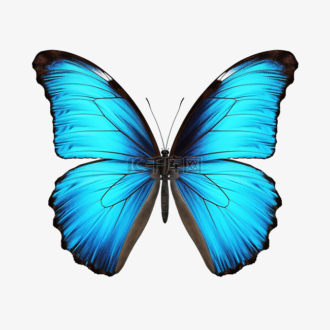 美丽的蝴蝶孤立形态佩莱达蓝蝴蝶