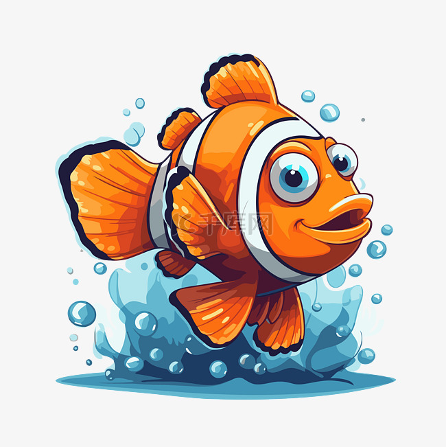 小丑鱼剪贴画卡通小丑鱼在水中游