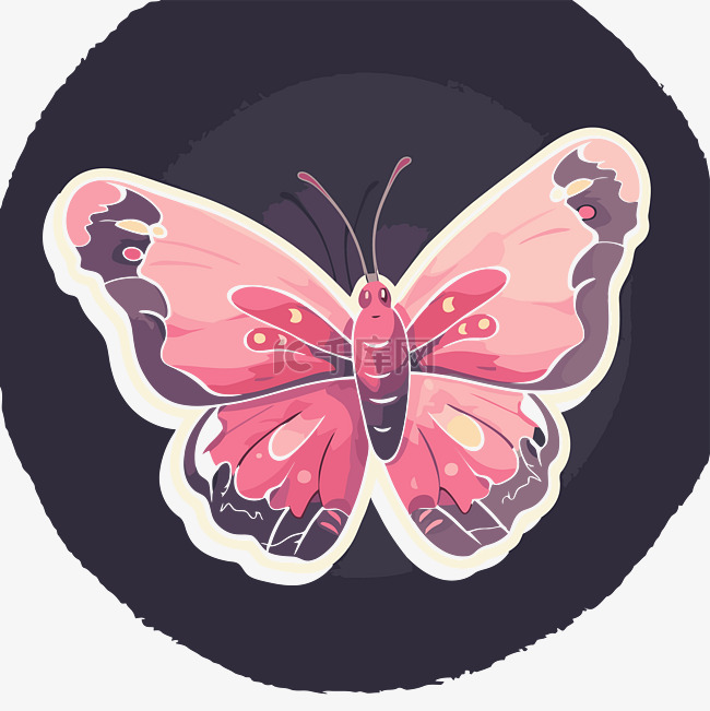 深色背景剪贴画上的粉红色蝴蝶贴