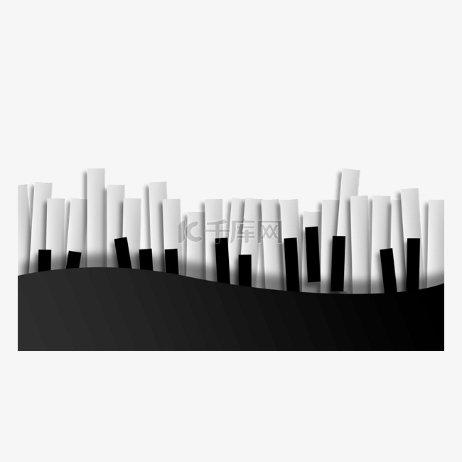 剪纸质感钢琴键盘横图