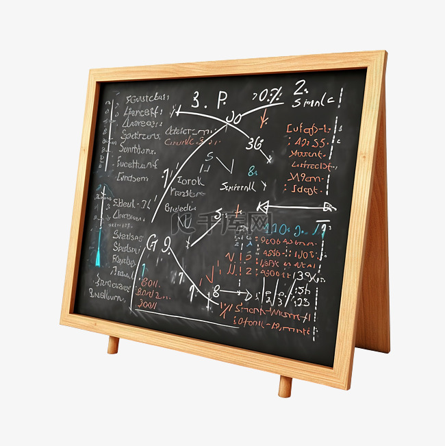 数学课黑板 3d 插图