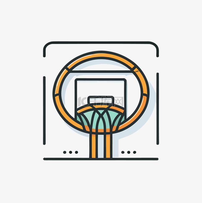 篮球框现代线条艺术图标 向量