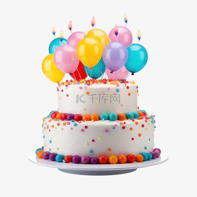 色彩缤纷的生日蛋糕装饰