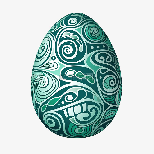 复活节彩蛋PNG上的绿色和曲线