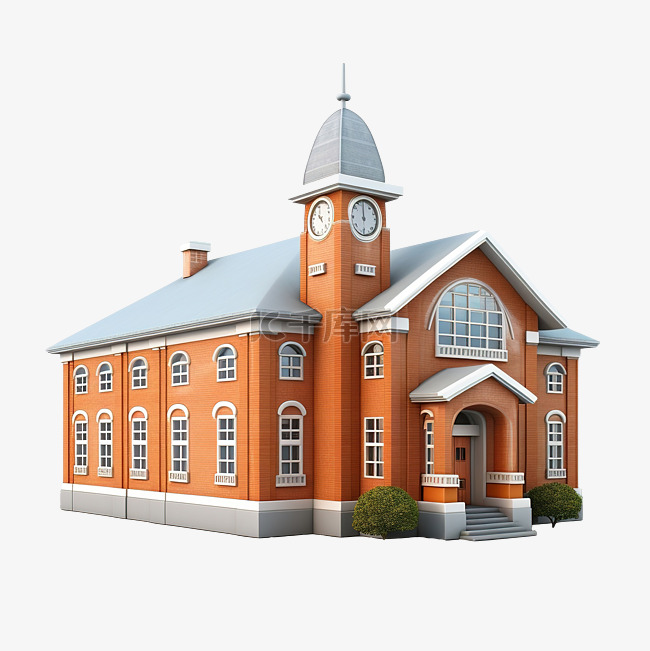 学校建筑的 3d 插图