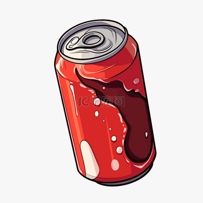 卡通风格的可乐剪贴画红罐苏打水