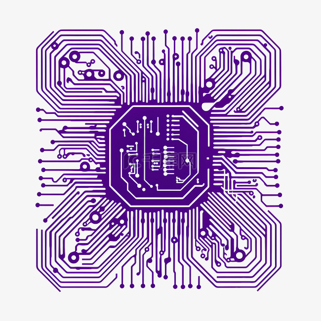 紫色人工智能技术电路png文件