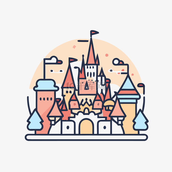迪士尼土地城堡平面设计 tt 向量