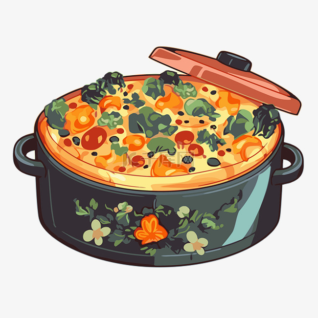 砂锅剪贴画 火锅菜的插图，上面