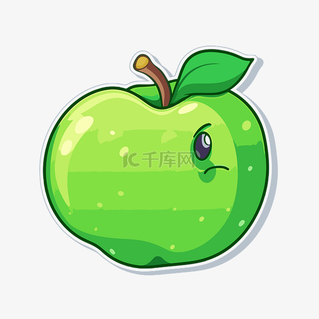可爱的卡通插图的青苹果剪贴画 