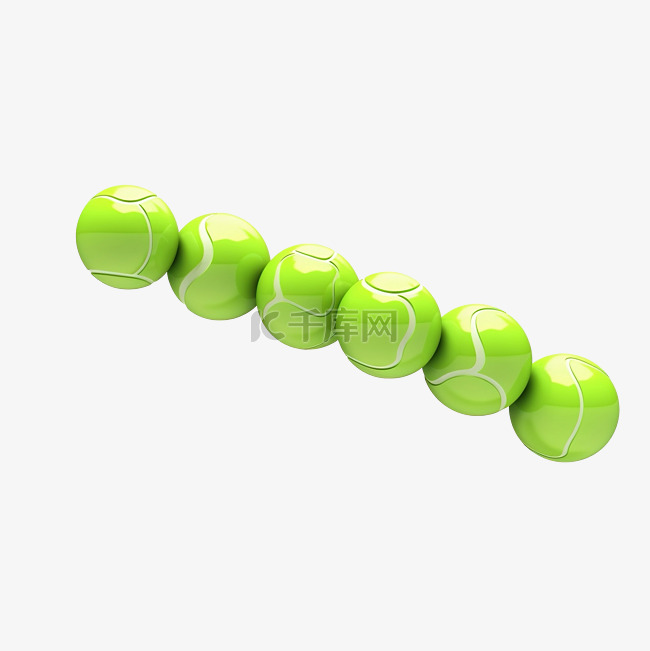 3d 渲染顺序绿色网球旋转透视图