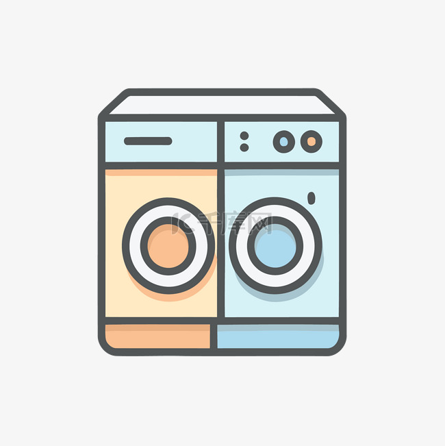 灰色背景上的洗衣机和烘干机图标