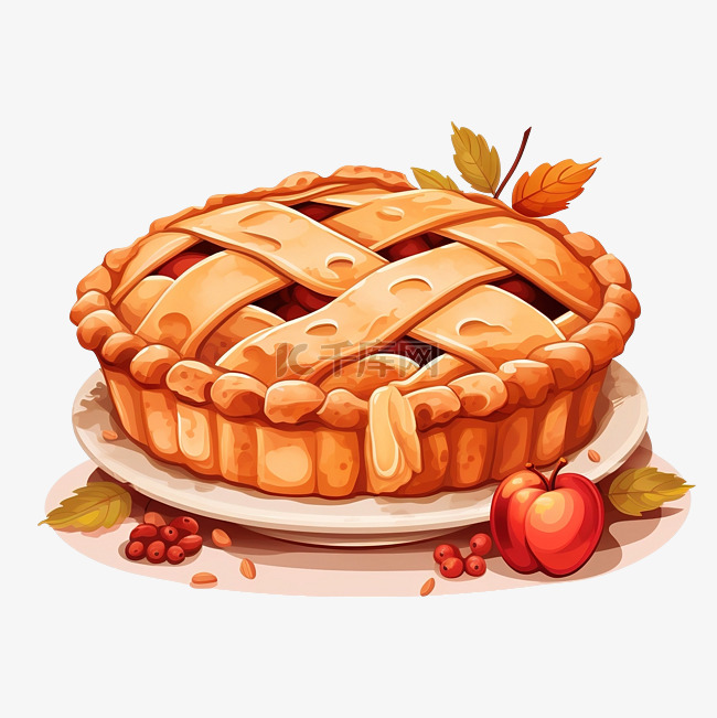 感恩节苹果派概念秋季糕点隔离在