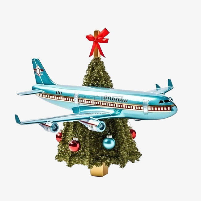 树枝上有圣诞装饰的礼品盒上的飞