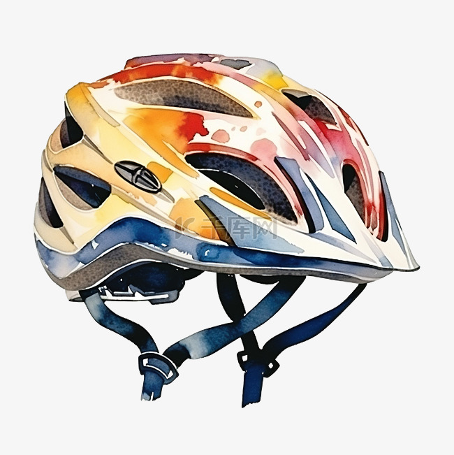 水彩自行车头盔